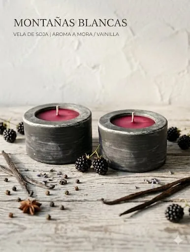 Vela aromática en contenedor de cemento negro